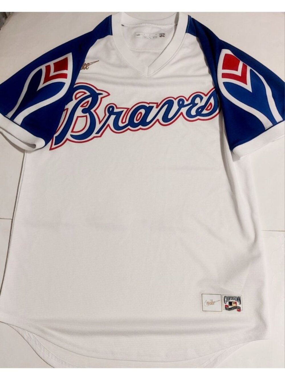 Nike Atlanta Braves Home Jersey Mens Size S Cooperstown Collection White Blank